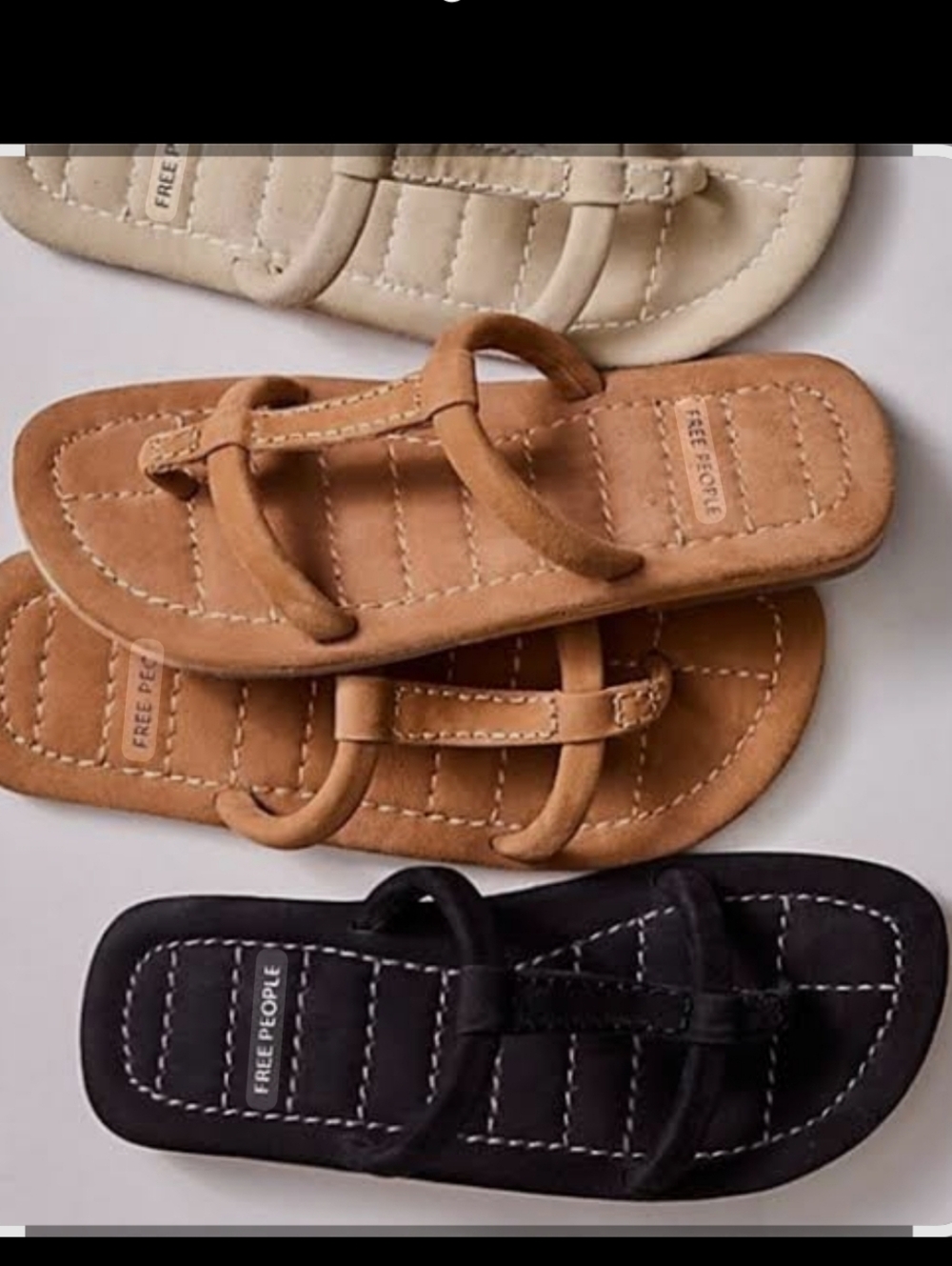 New Free People Black Quilted Suede Slide Sandals